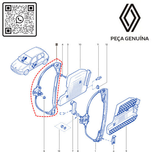 RN 842238 7700842238 MAQ. DE VIDRO MANUAL CLIO II DIANT LDIR 3